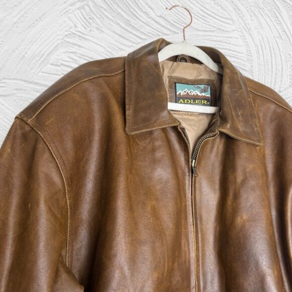 Vintage 90s Adler chestnut brown full zip dad style leather jacket size L - Picture 5 of 14
